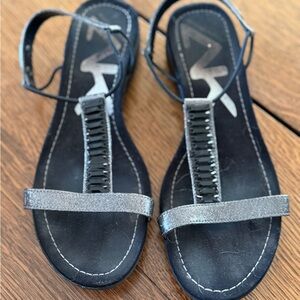 Anne Klein Black and Silver Sandals